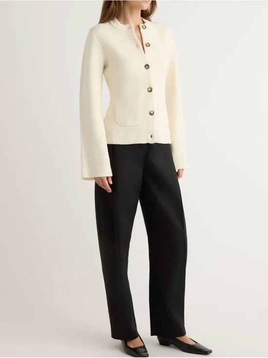 Modern Citizen Eames Organic Cotton-Wool Cardigan in Cream size large - Picture 2 of 8